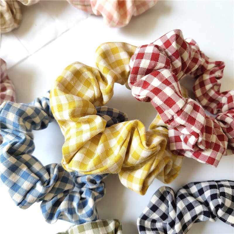 ยางรัดผมผ้าคอตตอนลายสก๊อต พร้อมส่ง - รูปที่ 3