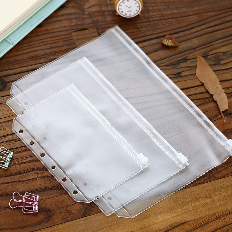 A5/A6 กระเป๋ากันน้ํา PVC ใส 6 รูสมุดแพลนเนอร์อุปกรณ์เสริม