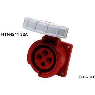 "Dako" Power Plug(เพาเวอร์ปลั๊ก) รุ่นHTN4241 32A 4Pin IP67 ตัวเมีย แบบติดฝั่งตรง