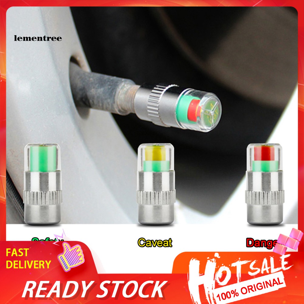 ❂QMP❂4Pcs Car Auto Tire Pressure Monitor Tyre Gage Alert Sensor Indicator Valve Caps