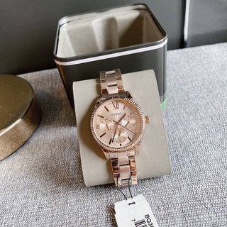 FOSSIL นาฬิกาสวย Rye Multifunction Rose Gold-Tone Stainless Steel Watch BQ3691