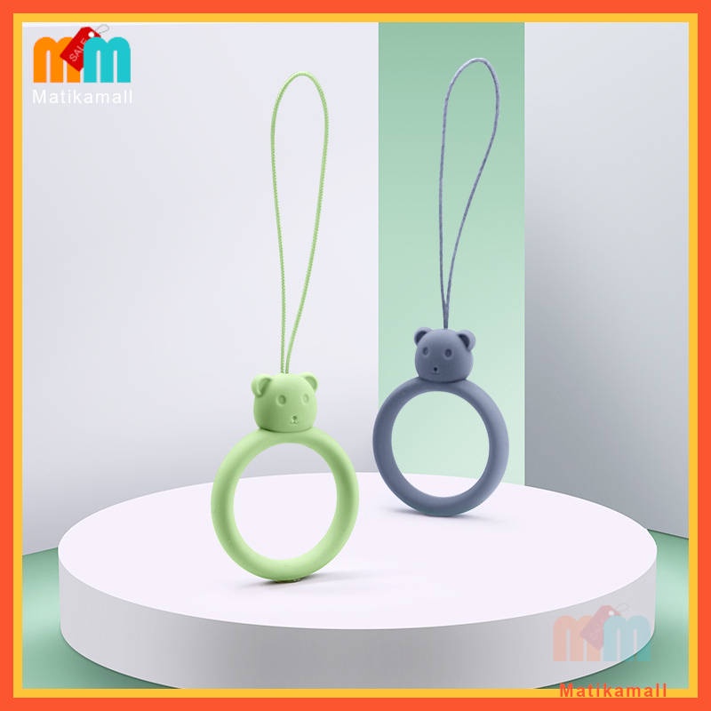 [พร้อมส่ง 1 วัน 🇹🇭] แหวน ซิลิโคน รูป หมี สาย คล้อง ห้อย มือถือ โทรศัพท์ earpods กุญแจ สายห้อยมือถือ Silicone Phone Strap