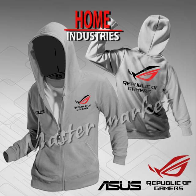 Azus Rog Republick Of Gamer S. เสื้อแจ็คเก็ตเสื้อกันหนาวมีหมวกมีซิป ...