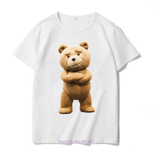 เสื้อยืดลําลอง แขนสั้น คอกลม พิมพ์ลายกราฟฟิค Ted 2 สีขาว น่ารัก เหมาะกับฤดูร้อน สําหรับผู้ชายS-5XL