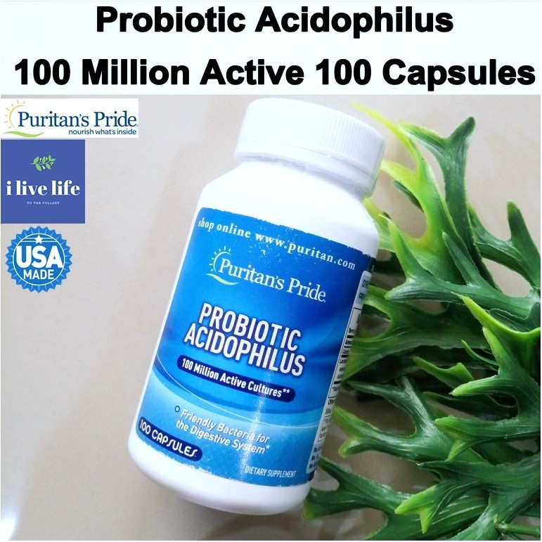 โปรไบโอติก Probiotic Acidophilus 100 Million Active 100 Capsules - Puritan's Pride