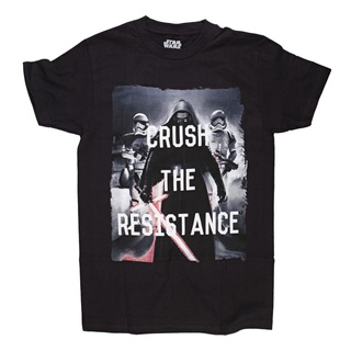 เสื้อยืดคอกลมเสื้อยืด พิมพ์ลาย Star Wars Vii: The Force Awakens Crush The Resistance สีดํา สําหรับผู้ชายS-4XL