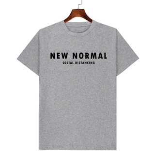 เสื้อยืดผ้าฝ้ายพิมพ์ลายเสื้อยืดลาย NEW NORMAL ลายตรงปก มีเก็บปลายทาง
