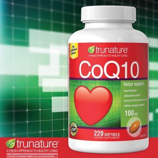 อาหารเสริมบำรุงหัวใจ Trunature CoQ10 100 mg.  220 Softgels.