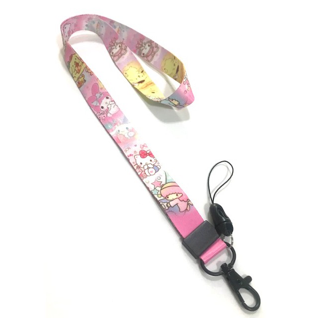 SANRIO PINK  สายคล้องคอ สายคล้องบัตร ห้อยโทรศัพท์ ลาย SANRIO PINK  น่ารัก มีก้ามปู มีห่วงเล็ก ถอดได้