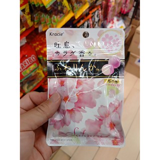ecook ญี่ปุ่น ขนม ลูกอม เคี้ยวหนึบ รสซากุระ kracie fuwarinka  solf candy sakura 32g