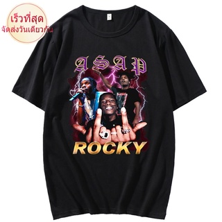 เสื้อยืดลําลอง คอกลม แขนสั้น พิมพ์ลายแรปเปอร์ Asap Rocky สไตล์วินเทจ เหมาะกับฤดูใบไม้ผลิ สําหรับผู้ชาย ไซซ์ 4Xl - 6Xl