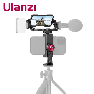 Ulanzi 2 in 1 ที่วางโทรศัพท์ คลิป + เซลฟี่ พลิก กระจก ชุด Vlog เมาท์โคลด์ชู สําหรับกล้องสมาร์ทโฟน มือถือ