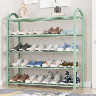 [วางได้15คู่] ชั้นวางรองเท้าDIYแบบเหล็กมีหูหิ้ว 3/4/5/ชั้น พ…