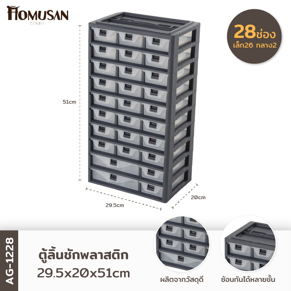 ตู้เก็บของอเนกประสงค์28ช่อง รุ่น AG1228 - Grey กว้าง29.5xลึก20xสูง51 ซม.