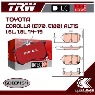 ผ้าเบรคหลัง TRW สำหรับ COROLLA (E170, E180) ALTIS 1.6L, 1.8L 14-19 (GDB3454)