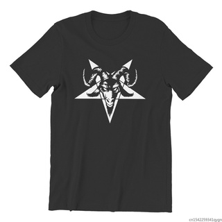 คอลูกเรือพร้อมส่ง เสื้อยืดแขนสั้น ผ้าฝ้าย 100% พิมพ์ลาย Satanic Goat Head With Cross สไตล์ฮิปฮอป หลายสี แฟชั่นฤดูร้อน สํ