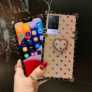 เคสโทรศัพท์มือถือ กันกระแทก พร้อมแหวนขาตั้ง รูปหัวใจ สําหรับ Vivo V21E V21 V17 Pro S1pro