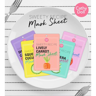 Cathy doll sweet recipe mask sheet - มาร์คหน้า เคที่ดอลล์ สวีทตี้เรซิพี 4 สูตร - มาร์คหน้าใส ผิวนุ่มชุ่มชื่น จาก Kamart