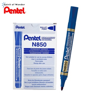 Pentel ปากกาเคมี ปากกา Permanent เพนเทล N850 - หมึกสีน้ำเงิน (12 ด้าม)