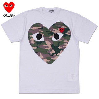 แขนสั้น ขายดีOriginal COMME Des Garcons CDG Playเสื้อยืดหัวใจพิมพ์สำหรับทั้งหญิงและชายเสื้อยืดลำลองพื้นฐาน