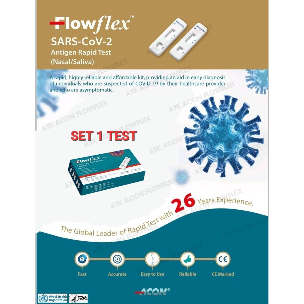 Flowflex2IN1 ชุดตรวจโควิดSAR-CoV-2AntigenRapidTest ATK ชุดตรวจไข้หวัดใหญ่สายพันธุ์เอ/บี InfluenzaA/B