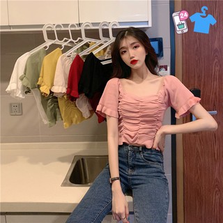 🍒พร้อมส่ง เสื้อแฟชั่น เสื้อแฟชั่นเกาหลี เลื้อผ้าผู้หญิง เสื้อผ้า​ไหมพรม🍒