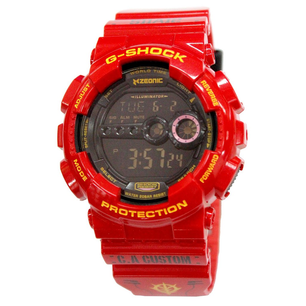 Casio G-Shock นาฬิกาข้อมือผู้ชาย สายเรซิ่น รุ่น GD-100 x CHAR AZNABLE LIMITED EDITION - สีแดง