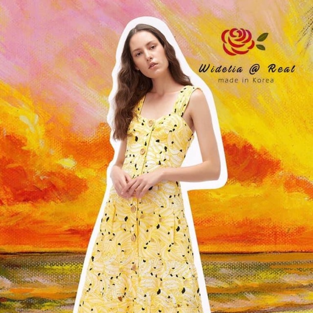 เดรสปักกล้วย Widelia @real L มือ1 ปักทั้งชุดสวยมากๆๆ