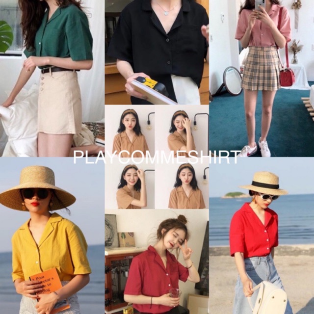 S12: ราคาส่ง 17 สี‼️ เสื้อเชิ้ตแขนสั้นสีพื้น สไตล์เกาหลี มินิมอล เสื้อผู้หญิง มีไซส์ M L ราคาถูก🔥