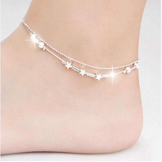 สร้อยข้อเท้า Little Star Women Chain Ankle Bracelet Barefoot Sandal Beach Foot Jewelry Alloy Silver 2 cm