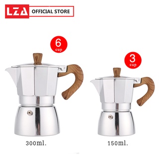 หม้อต้มกาแฟ Moka Pot (สีเงิน) รุ่นK91 ต้มกาแฟ ขนาด 6 คัพ 300 ml. และ 3 คัพ 150 ml. สินค้าคุณภาพเกรดA ที่จับทนความร้อน .