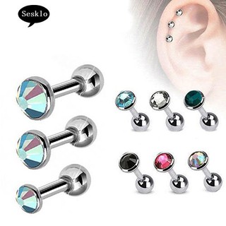 ต่างหูบาร์กระดุมแฟชั่น tragus helix rhinestone 3 ชิ้น