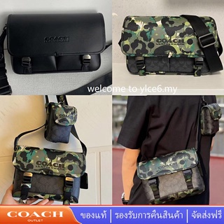 COACH CA009 CA265  C9157 กระเป๋าสะพายข้างผู้ชาย กระเป๋าสะพายข้าง มัลติฟังก์ชั่นเทรนด์ผ้าใบพรางกระเป๋าลำลอง