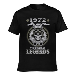 ผ้าฝ้ายคอกลมเสื้อยืดผ้าฝ้าย พิมพ์ลาย The Birth Of Legends Awesome Biker 1972 สําหรับผู้ชายfrom S-4XL