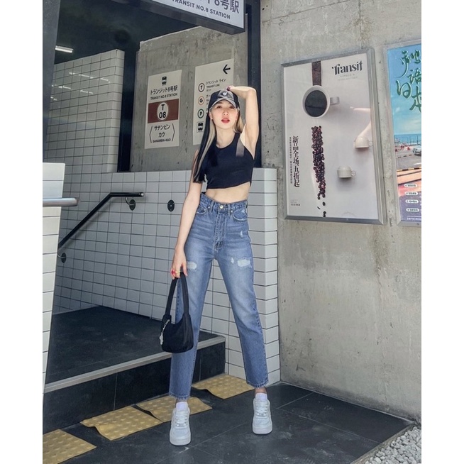 Sugar jeans🍋ยีนส์ทรงบอยสลิมสียีนส์พลางหุ่นเอวสูงแต่งขาดกำลังดีดูสีจริงรูปสุดท้ายได้เลยค่า💗