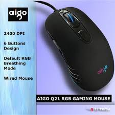 เมาส์ออปติคอลแบบมีสาย Aigo Q21 RGB อย่างเป็นทางการ 800/1200/1800/ 2400CPI