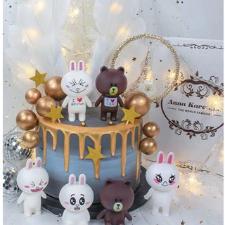 ราคาท็อปเปอร์เค้ก ลายตุ๊กตาหมี กระต่าย CONY สีน้ำตาล สำหรับตกแต่งเค้ก