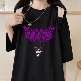 เสื้อยืด Kawaii Kuromi ดีไซน์ญี่ปุ่นฮาราจูกุ Hello Kitty Kawaii