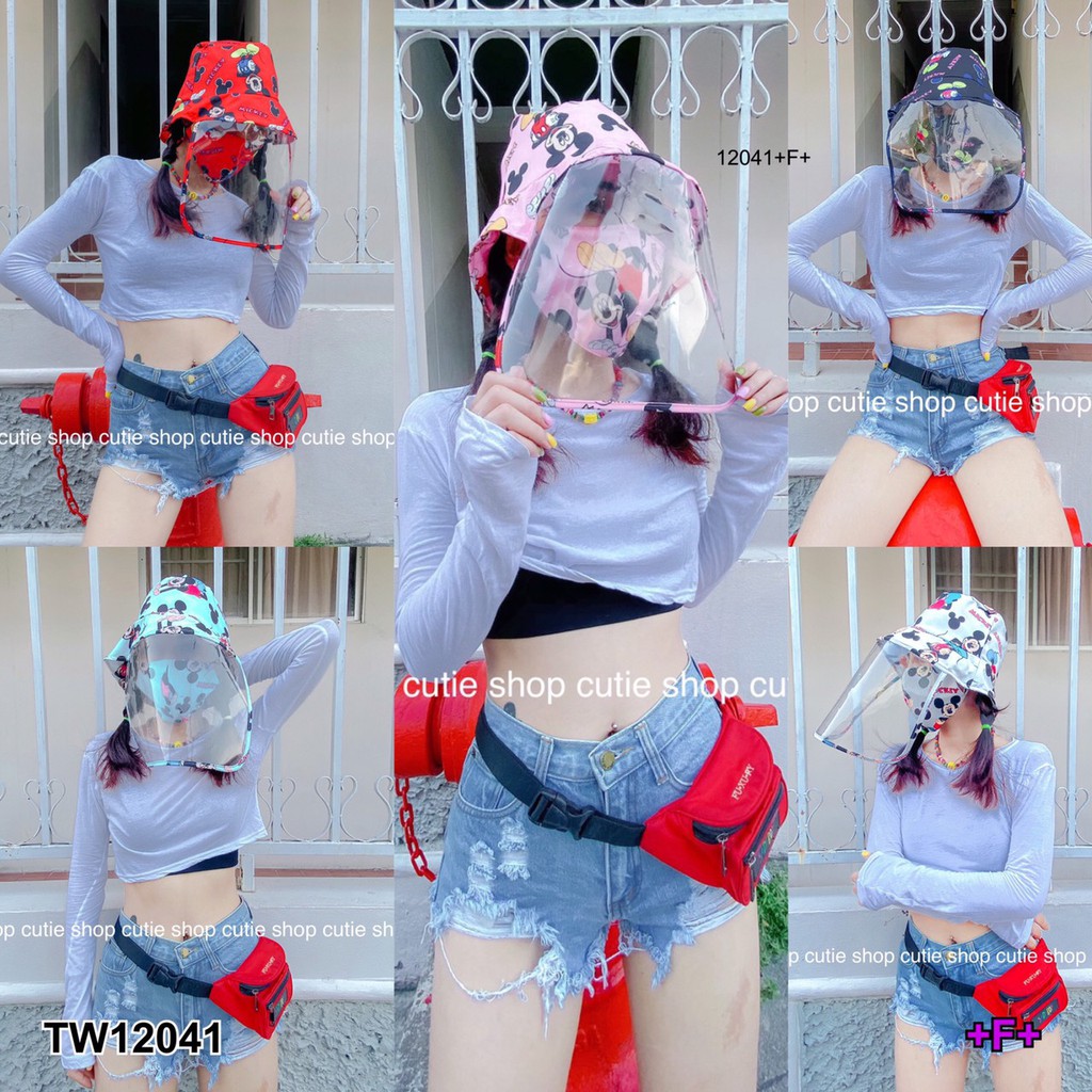 TwinsShopVip💗พร้อมส่ง TW12041 หมวก+หน้ากากผ้าลายการ์ตูน