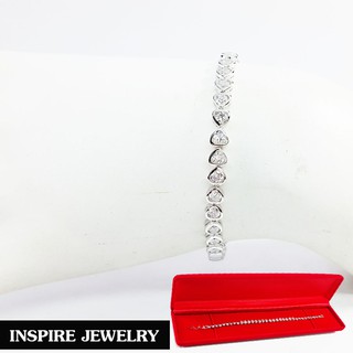 Inspire Jewelry, สร้อยข้อมือฝังเพชรสวิส รูปหัวใจเรียงแถว ยาว 17cm. สวยงาม งานจิวเวลลี่ พร้อมกล่องกำมะหยี่