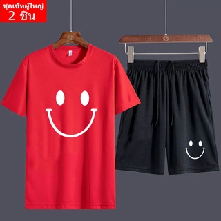 (2 ชิ้น)  BK453+FF369 ชุดเซ็ทแขนสั้น  ชุดเสื้อยืดคู่กางเกงขาสั้นสีดำ ลายสกรีน