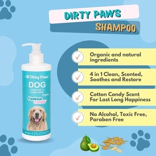 Dirty Paws แชมพูสุนัข ออร์แกนิค ผสมครีมนวด กลิ่น Cotton Candy หอมนาน​ ขนนุ่ม​ อ่อนโยน​ กว่าที่เคย