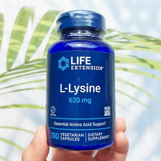 แอล-ไลซีน L-Lysine 620 mg 100 Vegetarian Capsules (Life Extension®)