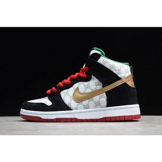 ✔❒ขาย Black Sheep x Nike SB Dunk High White Metallic Gold 313171-170 รองเท้ากีฬารองเท้าผ้าใบ Csy1