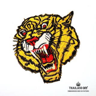 ตัวรีดติดเสื้อ เสือ เสือโคร่ง หัวเสือ ลายสัตว์ เท่ wop Tiger Head Patch งานปัก DIY ตัวรีด อาร์ม ติดเสื้อ ตัวรีดติดกางเกง