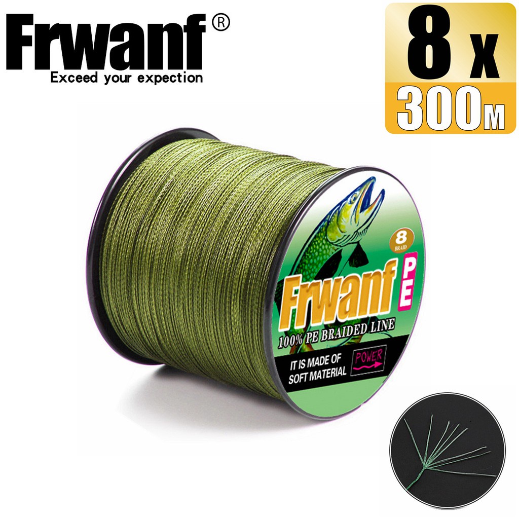 สายเอ็นตกปลา Pe แบบถัก 300 เมตร 8 เส้น 6-300 ปอนด์ สีเขียว