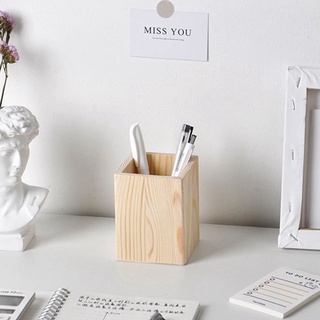 Wooden Pen Holder Sundries Storage Box Stationery For School Office