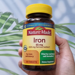 65% Sale!!! โปรดอ่าน EXP 01/2024 ธาตุเหล็ก Iron 65mg 365 Tablets (Nature Made®)