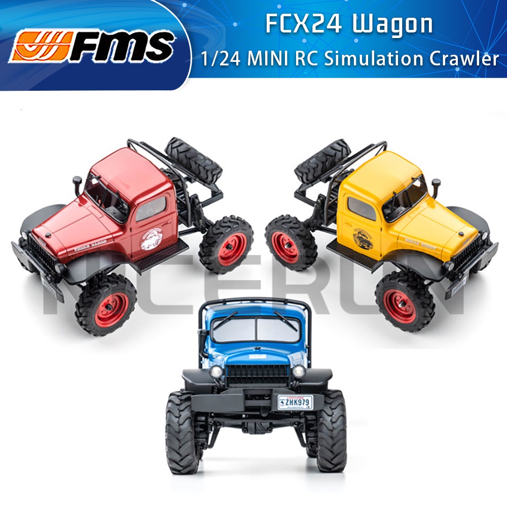 FMS 1/24 xiaoqi Power Wagon จําลองครึ่งการ์ดขนาด FCX24 Wagon รีโมทคอนโทรลรถปีนเขาไฟฟ้า Hard Shell 4W