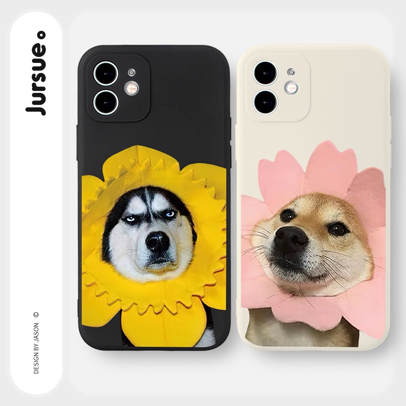 JURSUE เคสคู่ เคสไอโฟน คู่รัก ขอบเหลี่ยมกันกระแทกซิลิโคนนุ่มการ์ตูนน่ารักตลก เคสโทรศัพท์ Compatible for iPhone 16 15 14 13 12 11 Pro Max SE 2020 X XR XS 8 7 Plus พลัส Y2276